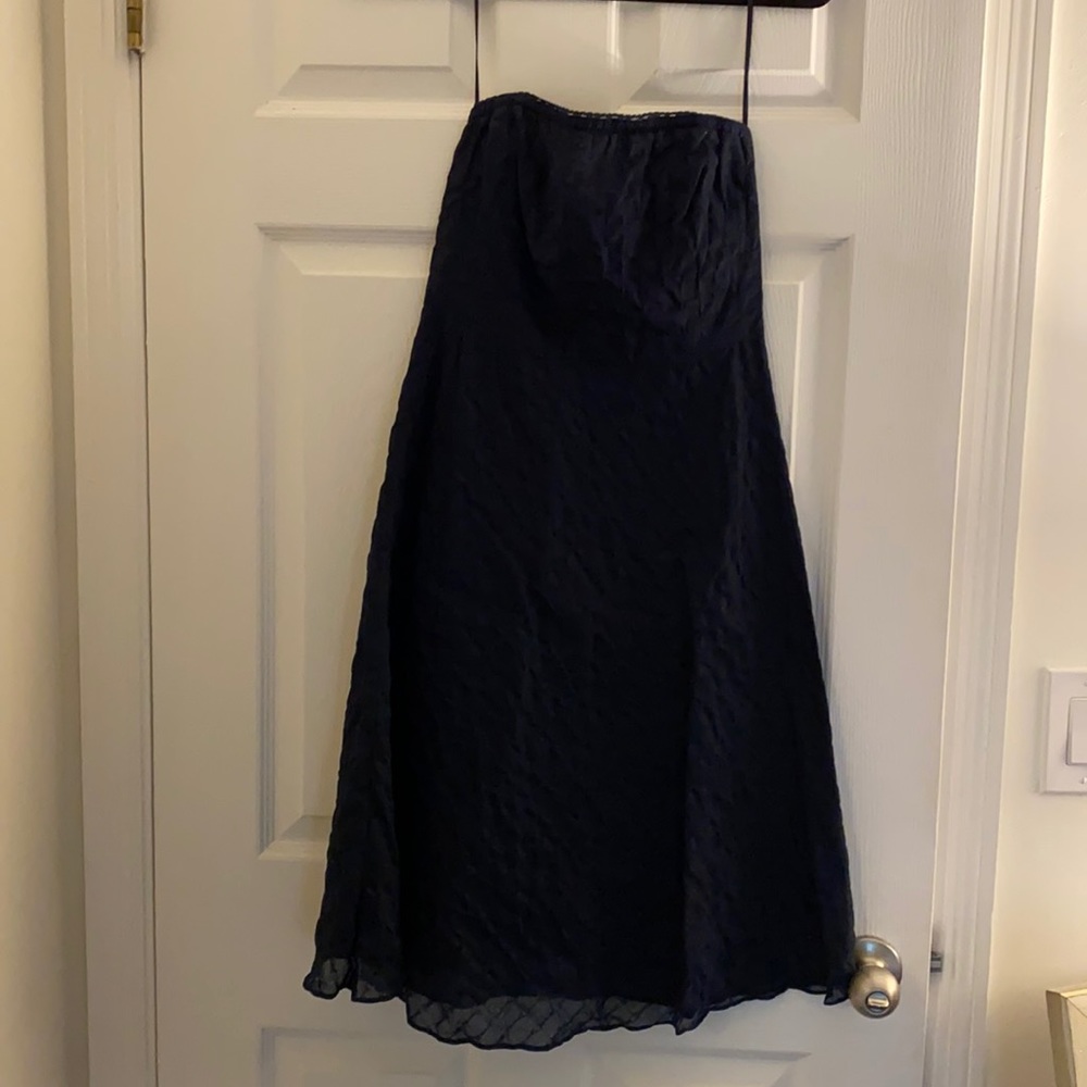 JCrew strapless navy blue a-line dress in P2